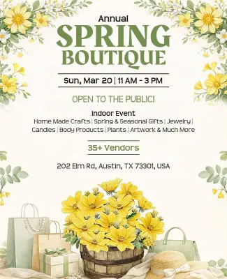 Annual Spring Boutique Shopping Event Flyer Template