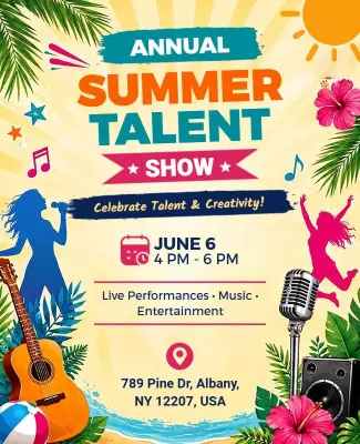Annual Summer Talent Show Flyer Template