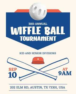Annual Wiffle Ball Tournament Event Flyer Template