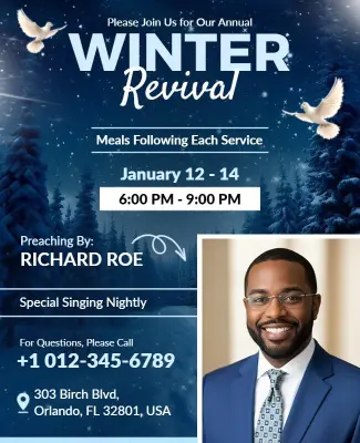 Annual Winter Revival Church Event Flyer Template