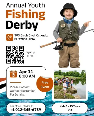 Annual Youth Fishing Derby Event Flyer Template