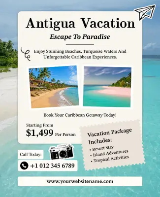 Antigua Vacation Promotion Flyer Template