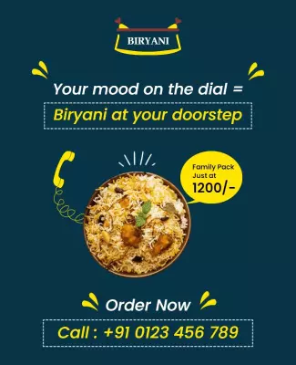 Appealing Biryani Delivery Family Pack Order Poster Template