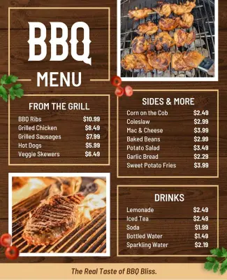 Appetizing Grilled Meat BBQ Menu Design Flyer Template