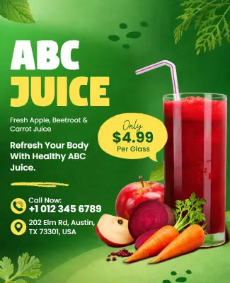 Apple Beetroot Carrot Juice Promotion Flyer Template