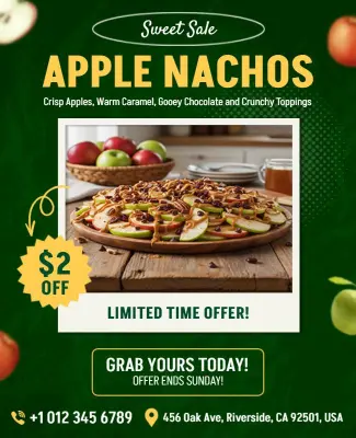 Apple Nachos Sweet Sale Promotional Flyer Template