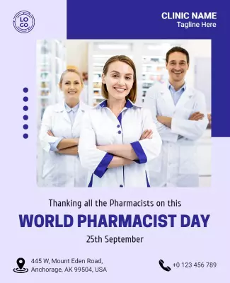 Appreciative Team Celebration for World Pharmacist Day Poster Template