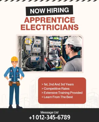 Apprentice Electricians Hiring Flyer Template