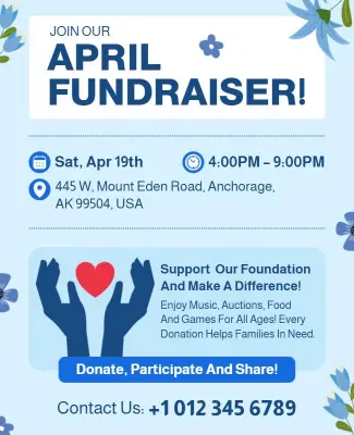 April Fundraiser Donation Participation Flyer Template