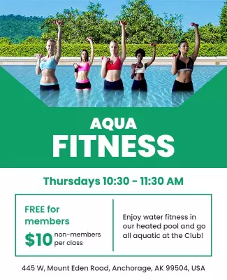 Aqua Fitness Class Promotional Flyer Template