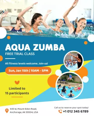 Aqua Zumba Free Trial Class Flyer Template