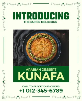 Arabian Dessert Kunafa Introduction Flyer Template