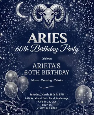 Aries Zodiac Birthday Celebration Flyer Template