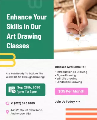 Art Drawing Classes Promotional Flyer Template