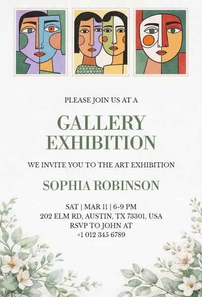 Art Gallery Modern Exhibit Invitation Template