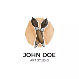 Art Studio Featuring Elegant Watercolor Paint Brushes Logo Template