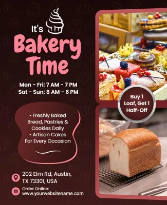 Artisan Bakery Time Promotion Flyer Template