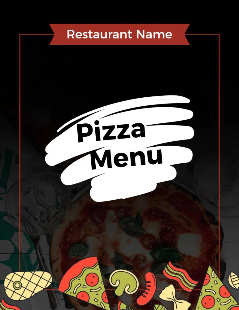 Artisan Brick Oven Pizza Selections Featuring Tasty Toppings Pizza Menu Template