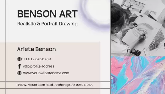 Artistic Abstract Blend of Colors for Portrait Drawing Business Card Template