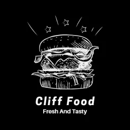 Artistic Black and White Burger Design Showcasing Food Logo Template