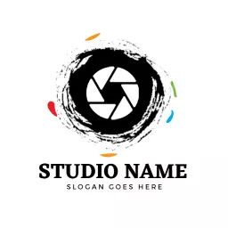 Artistic Black and White Photography Studio Emblem Logo Template
