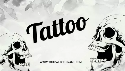 Artistic Black and White Skull Tattoo Studio Business Card Template