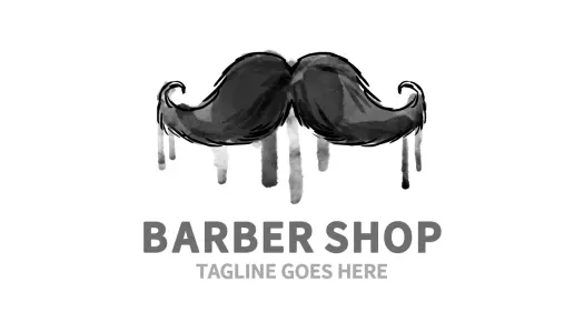 Artistic Black Mustache Design for Barber Shop Business Card Template