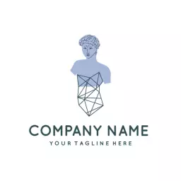 Artistic Blue Sculpture Design Showcasing Abstract Aesthetics Logo Template