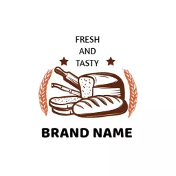 Artistic Brown Bread and Wheat Design in Sketch Logo Template