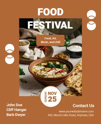 Artistic Brown Food Festival Celebration Poster Template
