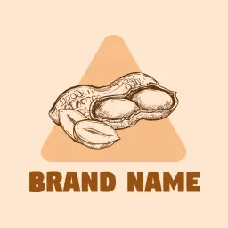 Artistic Brown Peanut Illustration on Light Background Logo Template