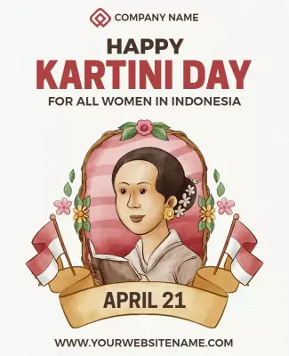 Artistic Celebration of Women's Empowerment for Kartini Day Flyer Template