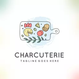 Artistic Charcuterie Board with Delicious Ingredients Logo Template