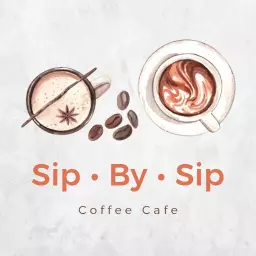 Artistic Coffee Cups and Beans Representing Cafe Experience Logo Template