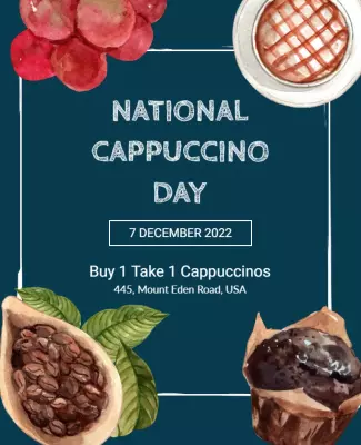 Artistic Coffee-Themed National Cappuccino Day Poster Template