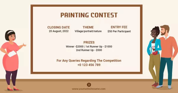 Artistic Community Event with Contest Details Facebook Ad Banner Template
