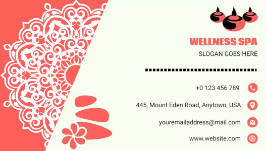 Artistic Coral Mandala Wellness Spa Business Card Template