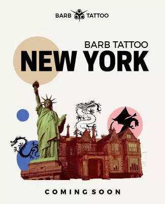 Artistic Dragon and Statue Theme Tattoo Studio Poster Template