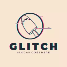 Artistic Glitch Design Featuring Ice Cream Icon Logo Template