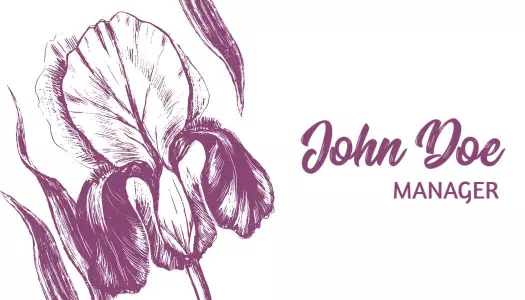 Artistic Hand-Drawn Iris Floral Design Business Card Template