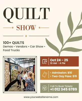 Artistic Leafy Design Quilt Show Event Flyer Template