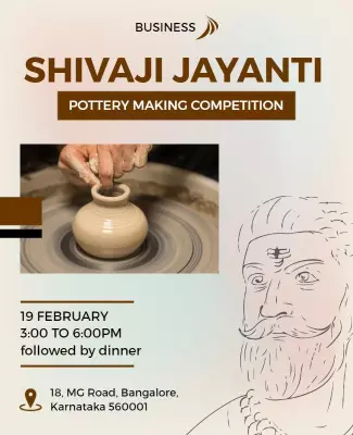 Artistic Neutral Pottery Making Competition Poster Template