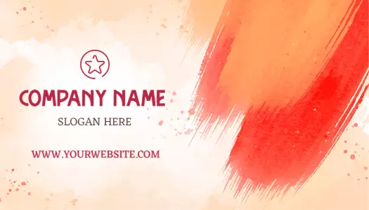 Artistic Orange Watercolor Brush Stroke Business Card Template