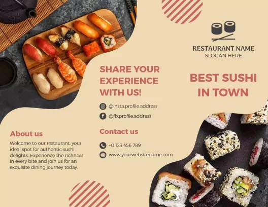 Artistic Sushi Restaurant Culinary Experience Brochure Template