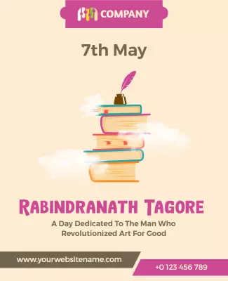 Artistic Tribute to Rabindranath Tagore Celebration Poster Template