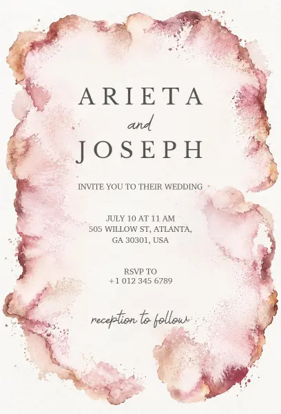 Artistic Watercolor Wedding Celebration Invitation Template