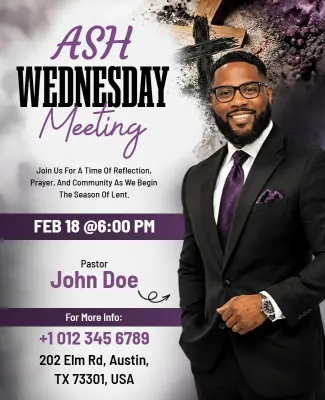 Ash Wednesday Meeting Event Flyer Template