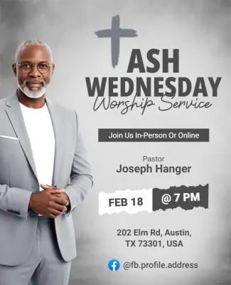 Ash Wednesday Worship Service Flyer Template