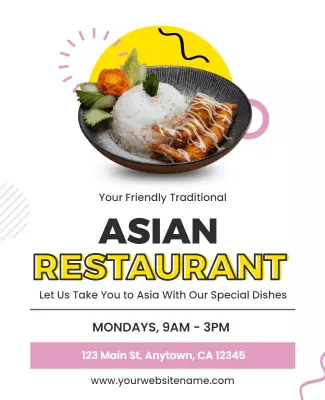 Asian Cuisine Restaurant Promotion Flyer Template