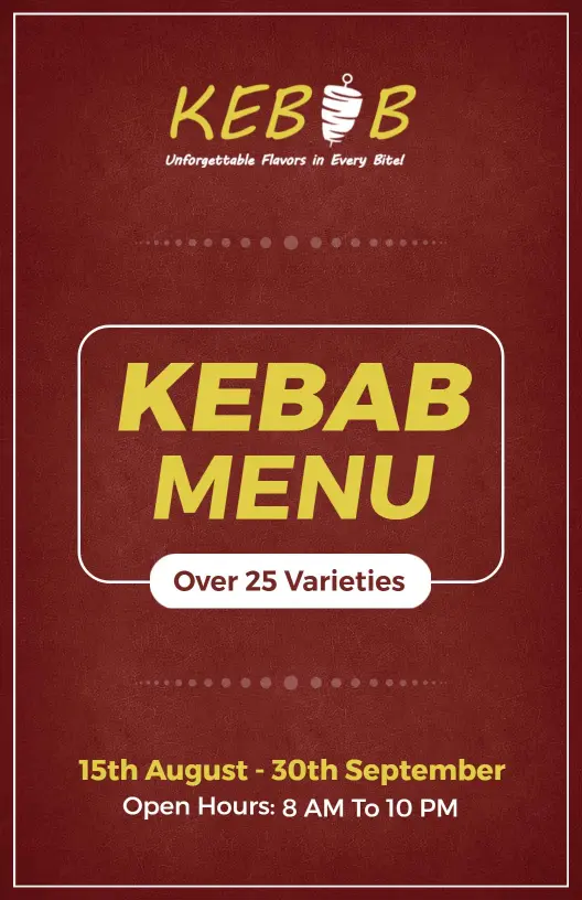 Assorted Vegetarian and Non-Vegetarian Selections Kebab Menu Template